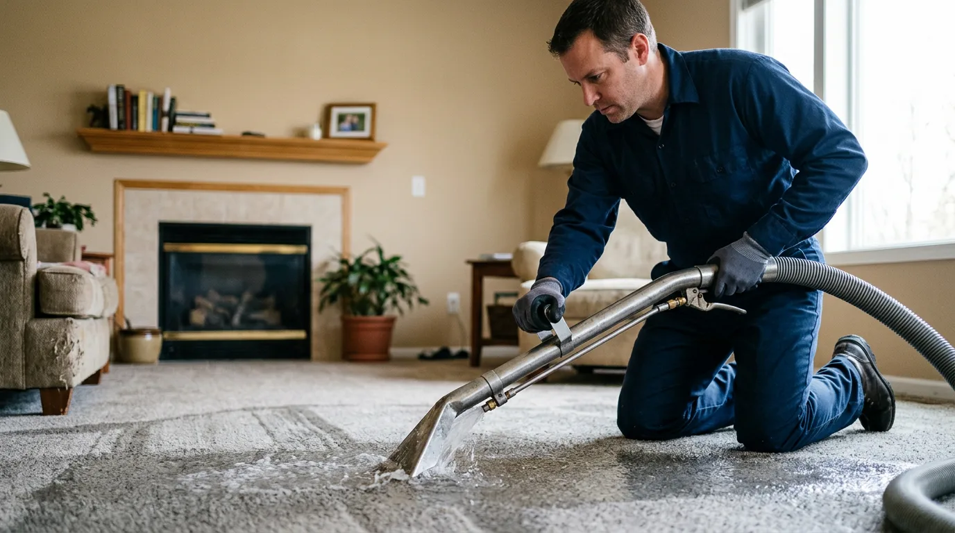 Water damage restoration technician working near Iron River, MI